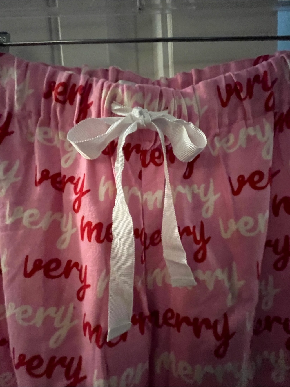 NWT J Crew Pink "Very Merry"  Pajama Pants - Cozy Holiday Sleepwear, size Large - Picture 4 of 6
